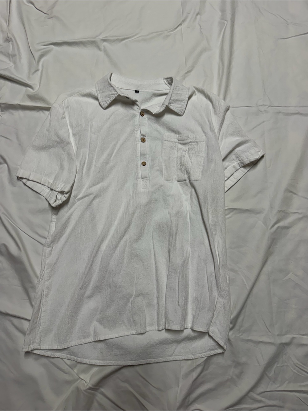 Amazon Men's White Short-Sleeve Button-Down Polo Shirt